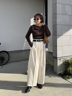 「アイテム（ショルダーバッグ）」を使った、MISATO さん（レディース・161cm）の秋コーディネート