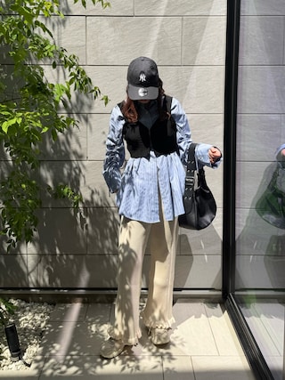 MISATO さんの「ドローストリングスリーブウエストタックシャツ（THE YOn | ザヨン）」を使ったコーディネート
