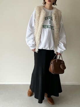 「tukn.（トゥクン）のアイテム（バッグ）」を使った、MISATO さん（レディース・161cm）の冬コーディネート