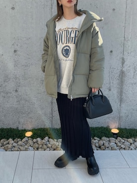 「Discoat」｜「アイテム（ダウンジャケット/コート）」を使った、MISATO さん（レディース・161cm）の秋コーディネート