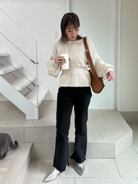 「mystic（ミスティック）のセンターステッチフレアデニム（デニムパンツ）」を使った、MISATO さん（レディース・161cm）の冬コーディネート