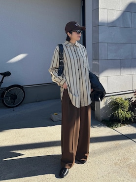 「アイテム（キャップ）」を使った、MISATO さん（レディース・161cm）の冬コーディネート