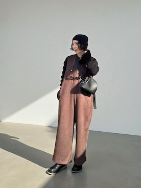 「アイテム（帽子）」を使った、MISATO さん（レディース・161cm）の秋コーディネート