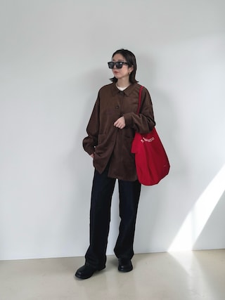 「duei（デュイ）のスエードライクオーバージャケット（その他アウター）」を使った、MISATO さん（レディース・161cm）の春コーディネート