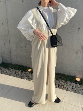 「select MOCA by son（セレクトモカバイソン）のアイテム（オールインワン・サロペット）」を使った、MISATO さん（レディース・161cm）の春コーディネート