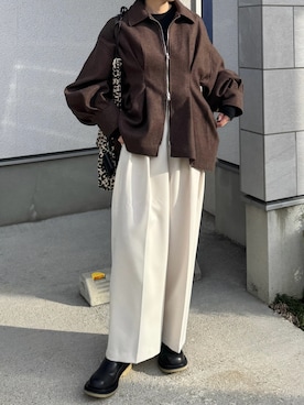 「アイテム（ブルゾン）」を使った、MISATO さん（レディース・161cm）の冬コーディネート