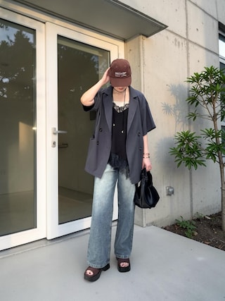 「feepur(フェピュール)の【4size展開】ベーシックストレートデニム(デニムパンツ)」を使った、MISATO さん(レディース・161cm)の春コーディネート
