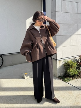 「アイテム（ブルゾン）」を使った、MISATO さん（レディース・161cm）の秋コーディネート