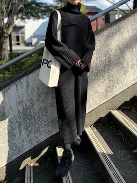 「A.P.C.」｜「アイテム（ワンピース/ドレス）」を使った、MISATO さん（レディース・161cm）の秋コーディネート