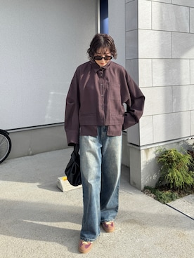 「アイテム（デニムパンツ）」を使った、MISATO さん（レディース・161cm）の秋コーディネート