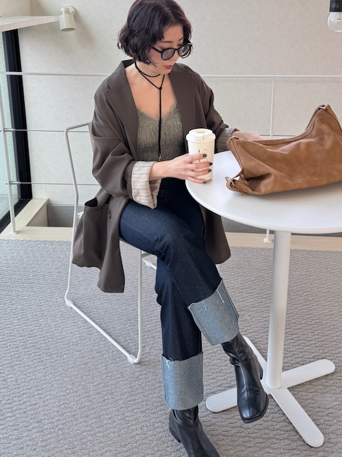 「Ungrid（アングリッド）の起毛ニットアンサンブル（カーディガン/ボレロ）」を使った、MISATO さん（レディース・161cm）の秋コーディネート