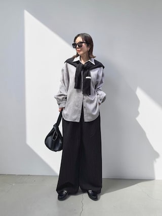 「Aunt Marie's(アントマリーズ)のミックスツイードオーバーシャツ【セットアップ対応可】(シャツ/ブラウス)」を使った、MISATO さん(レディース・161cm)の春コーディネート