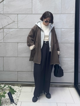 「アイテム（テーラードジャケット、ブラウン系）」を使った、MISATO さん（レディース・161cm）の冬コーディネート