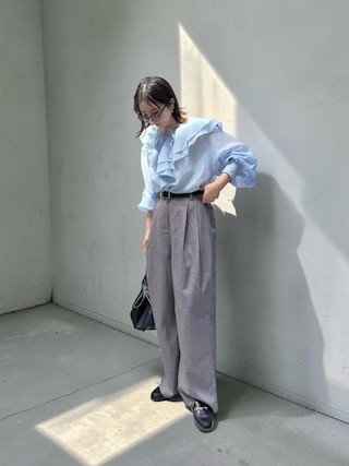 「LIAN(リアン)のシアーラッフルブラウス(シャツ/ブラウス)」を使った、MISATO さん(レディース・161cm)の春コーディネート