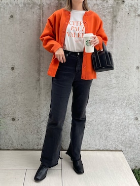 「mystic（ミスティック）のセンターステッチフレアデニム（デニムパンツ）」を使った、MISATO さん（レディース・161cm）の秋コーディネート