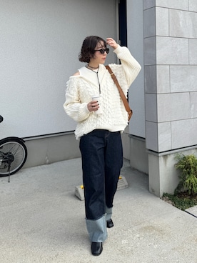 「アイテム（ニット/セーター）」を使った、MISATO さん（レディース・161cm）の秋コーディネート