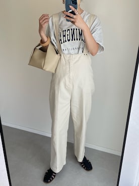 「DISCOAT（ディスコート）のアイテム（サロペット/オーバーオール）」を使った、MISATO さん（レディース・161cm）の夏コーディネート