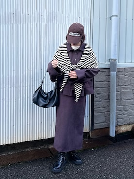 「アイテム（ストール/ショール）」を使った、MISATO さん（レディース・161cm）の秋コーディネート