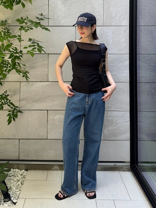 「kiehtova（キエトヴァ）の【kiehtova】SHEER SWITCH TOPS/シアースイッチトップス（タンクトップ）」を使った、MISATO さん（レディース・161cm）の夏コーディネート
