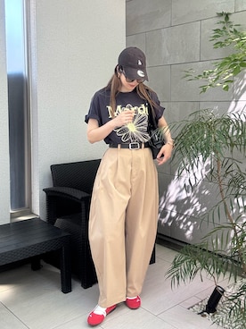 「アイテム（ボストンバッグ）」を使った、MISATO さん（レディース・161cm）の秋コーディネート