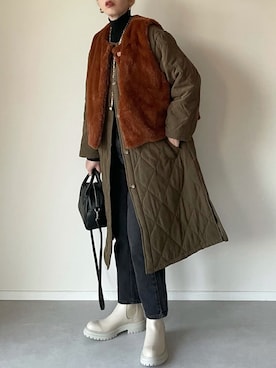 「RETRO GIRL（レトロガール）のアイテム（その他アウター）」を使った、MISATO さん（レディース・161cm）の冬コーディネート