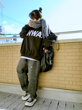 「PACKING（パッキング）のアイテム」を使った、k(ani)さん（レディース・161cm）の冬コーディネート