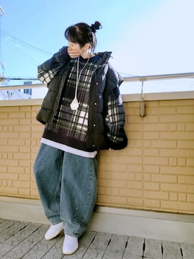 「アイテム（ダウンベスト）」を使った、k(ani)さん（レディース・161cm）の秋コーディネート
