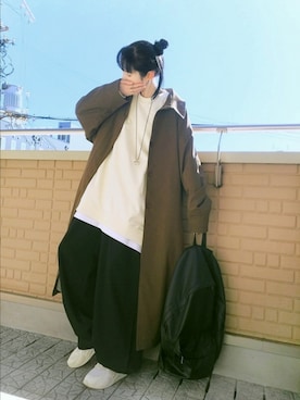 「スポーツミックス」｜「アイテム（ステンカラーコート）」を使った、k(ani)さん（レディース・161cm）の秋コーディネート