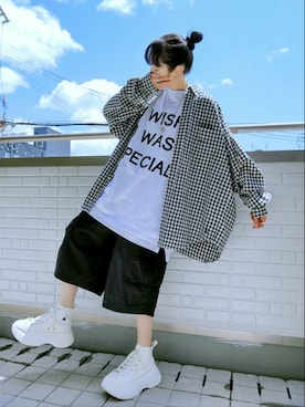 「チェックシャツ」｜k(ani)さん（レディース・161cm）の春コーディネート