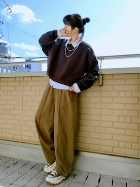 「アイテム（リング）」を使った、k(ani)さん（レディース・161cm）の秋コーディネート