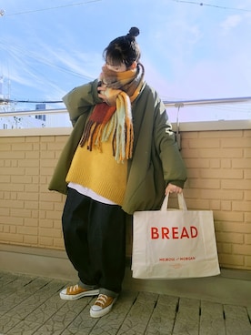 「チェック柄に恋してる」｜「アイテム（MA-1）」を使った、k(ani)さん（レディース・161cm）の冬コーディネート