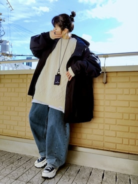 「アイテム（財布）」を使った、k(ani)さん（レディース・161cm）の冬コーディネート