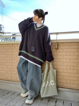 「アイテム（財布）」を使った、k(ani)さん（レディース・161cm）の冬コーディネート