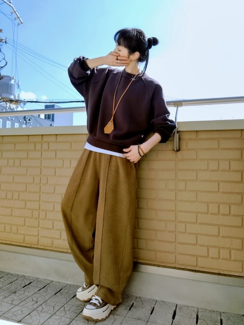 限定展開 スウェット ライク ラグラン ショート ニット プルオーバー