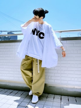 「PUBLUX（パブリュクス）のアイテム」を使った、k(ani)さん（レディース・161cm）の夏コーディネート