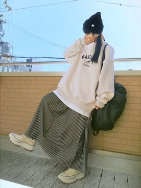 「PACKING（パッキング）のアイテム」を使った、k(ani)さん（レディース・161cm）の冬コーディネート