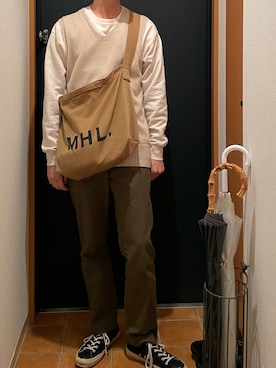 Mhl エムエイチエル のショルダーバッグ ブラウン系 を使ったメンズ人気ファッションコーディネート 年齢 歳 24歳 Wear