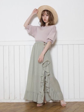 「消えそうな色コーデ」｜「アイテム（帽子）」を使った、kayo yoshizawaさん（レディース・148cm）の春コーディネート