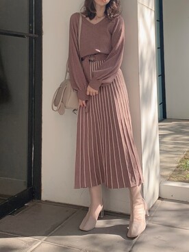 「Vネック」｜kayo yoshizawaさん（レディース・148cm）の冬コーディネート