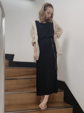 「クリアサンダル」｜「アイテム（ジャケット/アウター）」を使った、kayo yoshizawaさん（レディース・148cm）の夏コーディネート