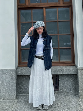 「アイテム（ハンチング/ベレー帽）」を使った、Doris👩🏻さん（レディース・171cm）の秋コーディネート