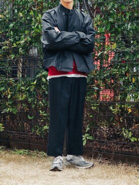 スウェットを使った 差し色 赤 のメンズ人気ファッションコーディネート Wear
