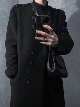 「Yohji Yamamoto POUR HOMME（ヨウジヤマモトプールオム）のアイテム（ノーカラーコート）」を使った、NaSaさん（メンズ・170cm）の冬コーディネート