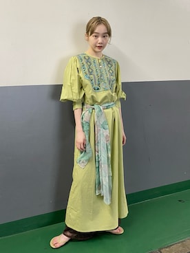 Kastane カスタネ のワンピース グリーン系 を使った人気ファッションコーディネート Wear