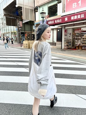 「バックプリント」｜「アイテム（ハンチング/ベレー帽）」を使った、sophieさん（レディース・157cm）の秋コーディネート