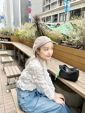 「WHIMSIC（ウィムジック）のアイテム（ハンチング/ベレー帽）」を使った、sophieさん（レディース・157cm）の春コーディネート