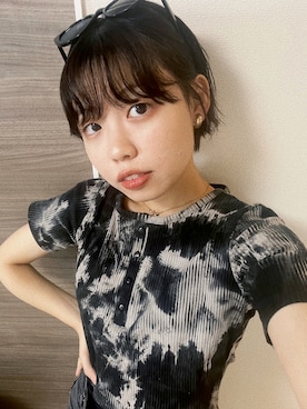 「キャットアイサングラス」｜ぎちこさん（レディース・156cm）の夏コーディネート