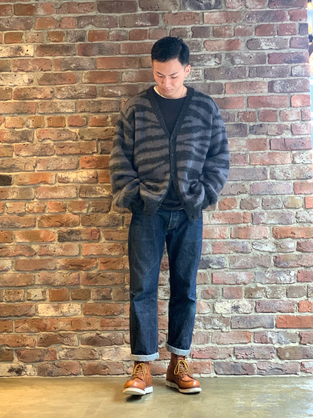 Schott/ショット/MOHAIR ZEBRA CARDIGAN/モヘア ゼブラ カーディガンを