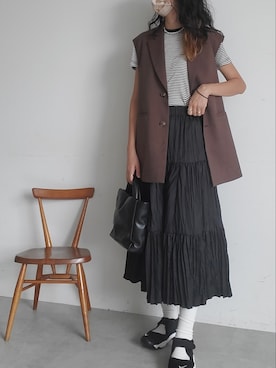 「アイテム（ベスト）」を使った、rh+さん（レディース・162cm）の秋コーディネート