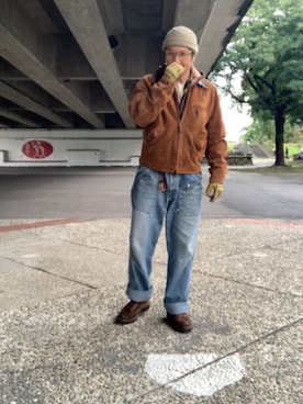 「schott(ショット)のアイテム」を使った、ORTHさん(メンズ・170cm)の冬コーディネート